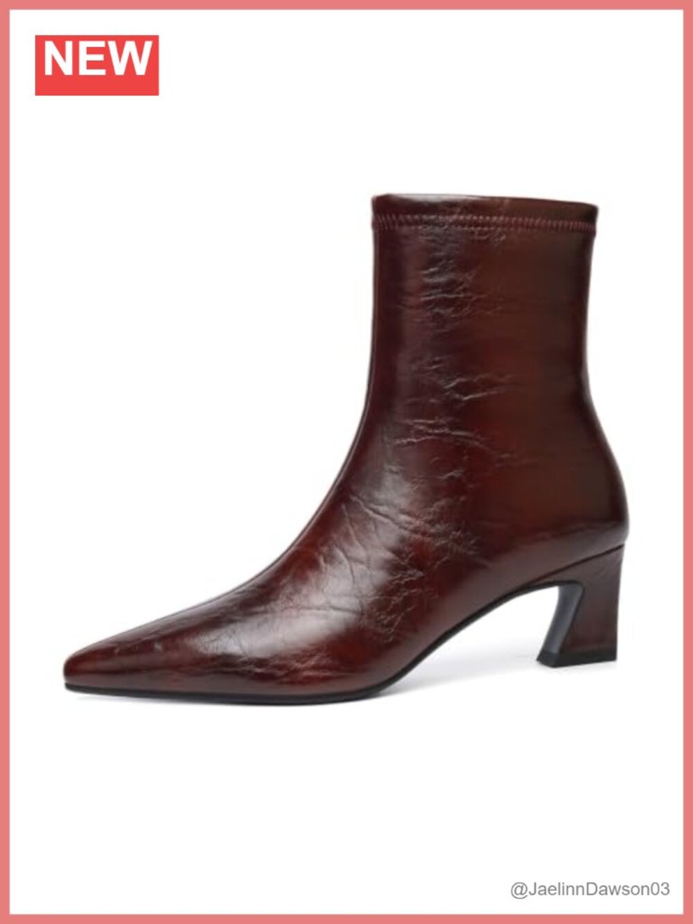 Kitten Heel Ankle Booties Square Toe Faux Leather Low Chunky Heel